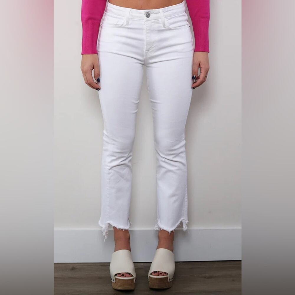 Frame Le Crop Mini Boot Stiletto Hem Jeans in Blanc - Size 30